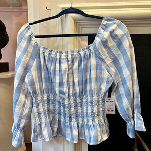Skies Are Blue / Boot Barn blue gingham blouse size M